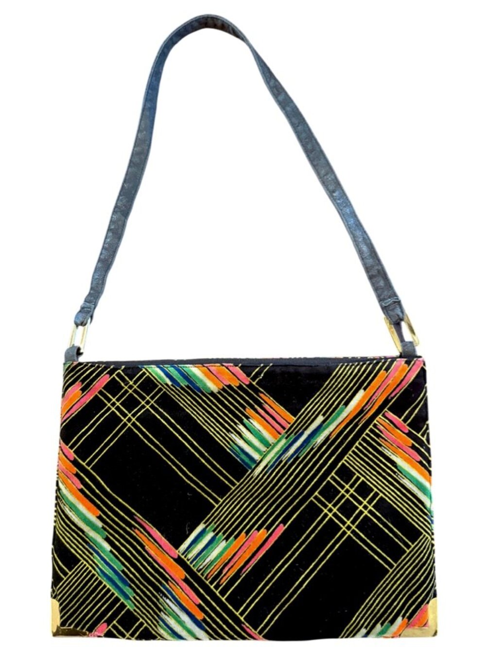 Vintage Reva Velvet Geometric Design Purse Bag